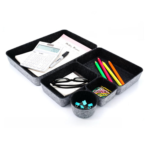 Welaxy storage & organize Welaxy 5-piece Office Desk Drawer Organizer Trays Paper Letter trays Document File Papers Magazines Sorter round